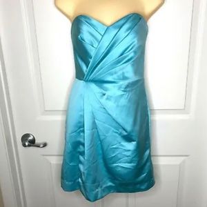 Davids Bridal Size 8 Dress Bridesmaid Blue Satin Strapless Prom Cruise Wear